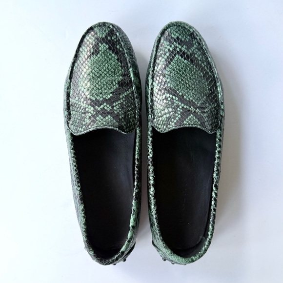M. Gemi Felize Forest Green Python Snakeskin Embossed Loafers Size 38.5 IT 8 US - Picture 9 of 16